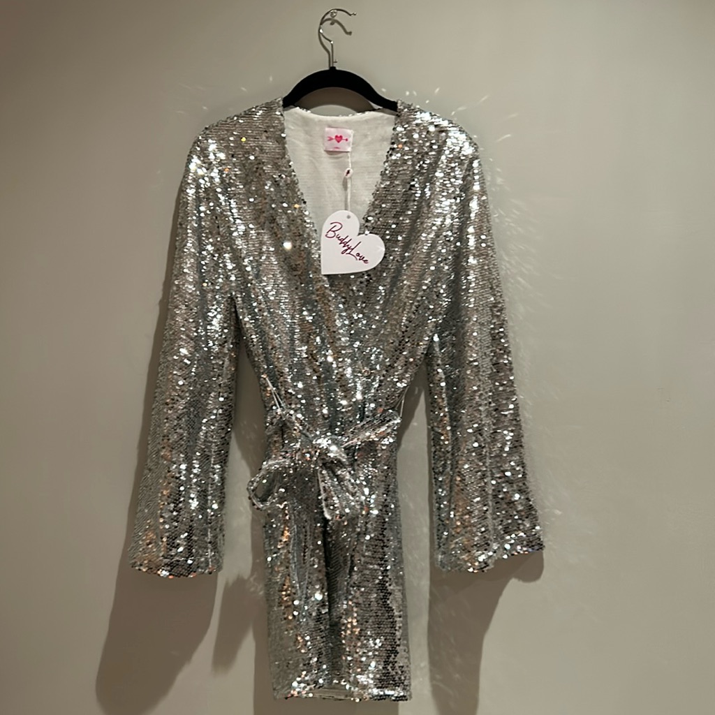 Silver Sequin Wrap Dress From Buddy Love In Size Xs